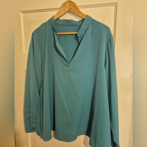 Elegant Teal Blue Women's Top 2Xl